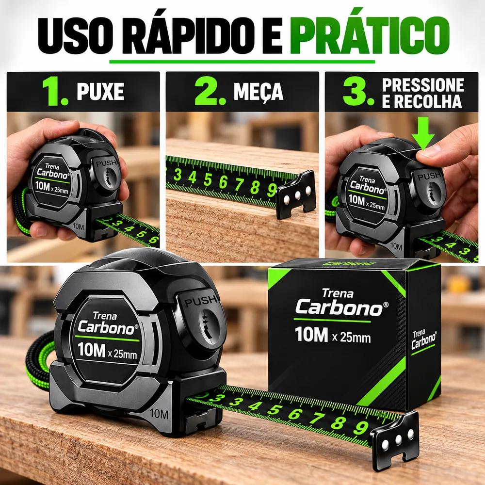 Passo a passo: puxe, meça, pressione e recolha
